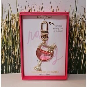 True To Form Keychain Wine Glass Handbag/Purse Charm Key Chain Pink